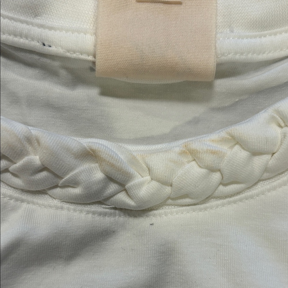 Cinq à Sept White Braided Trim Tee NWT XL - Picture 6 of 8